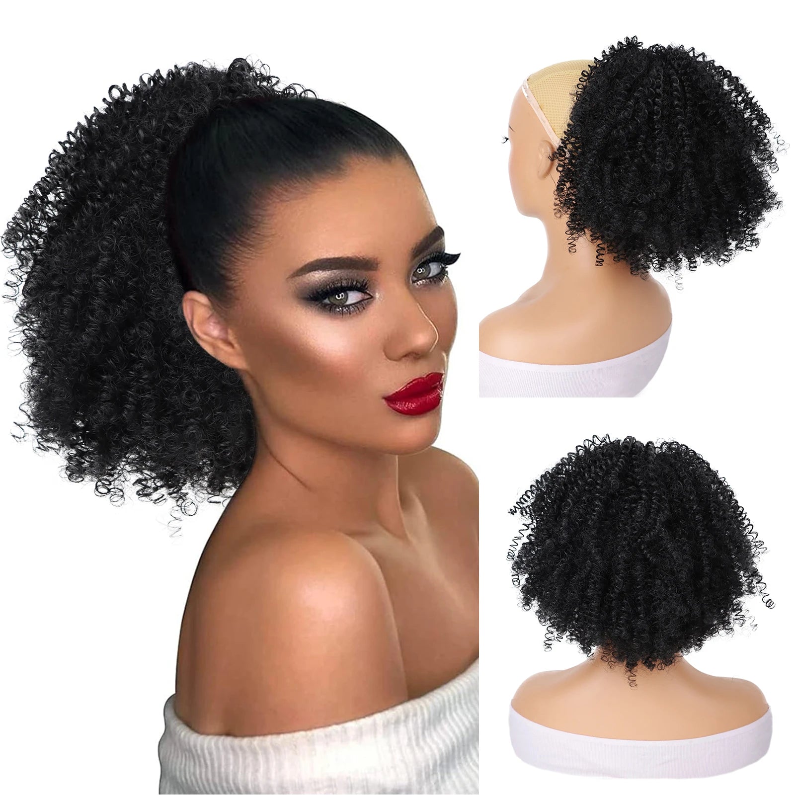 Short Kinky Curly Drawstring Ponytail Hair Extension for Instant Volume - 9