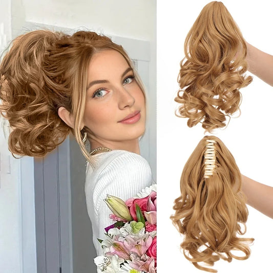 Blonde Curly Claw Clip Ponytail Extension for Instant Volume