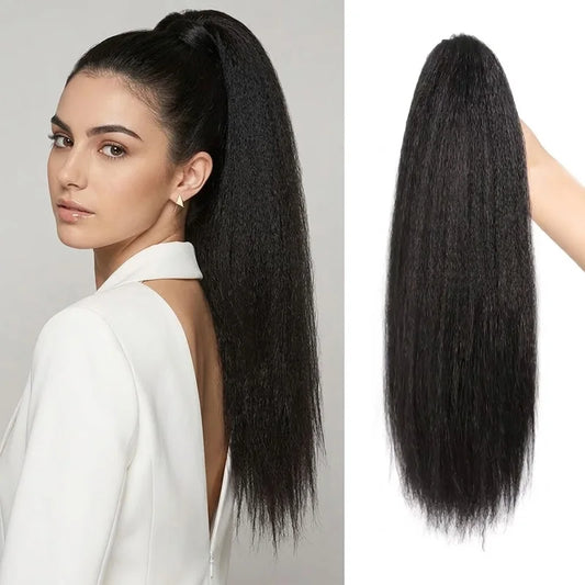 12-Inch Kinky Straight Ponytail Hair Extension for Women