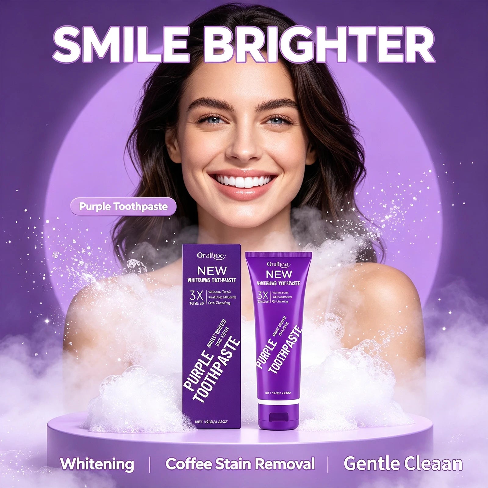 Purple Teeth Whitening Toothpaste for Stain Removal and Fresh Breath - 6