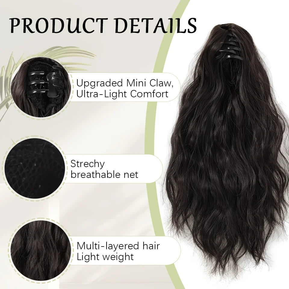 Wavy Claw Clip Ponytail Hair Extension for Daily Wear