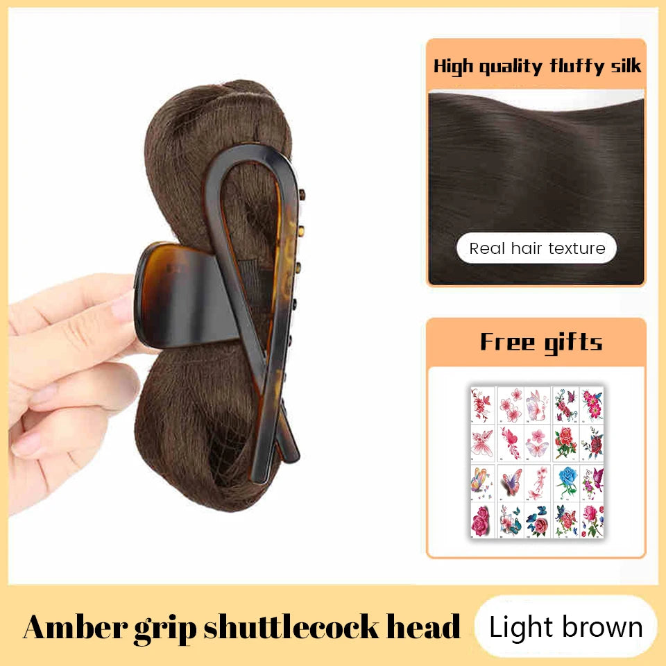 Synthetic Flower Bud Hair Bun Extension with Claw Clip