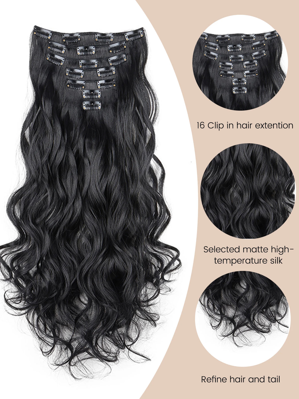 22-Inch Wavy Clip-In Hair Extensions for Instant Volume