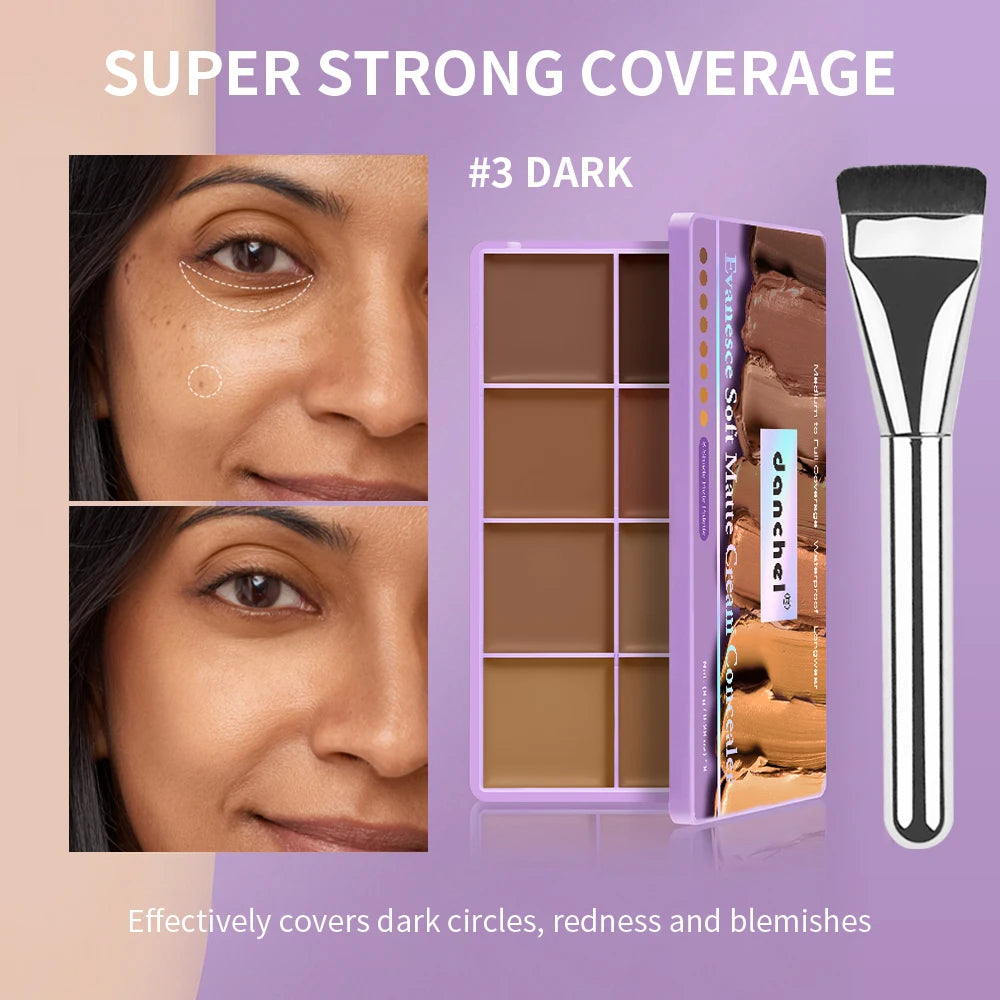 8-Shade Cream Concealer Palette for Full Coverage Face Contouring - 23