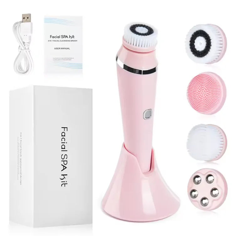 4-in-1 Electric Rotating Facial Cleansing Brush for Deep Pore Exfoliation