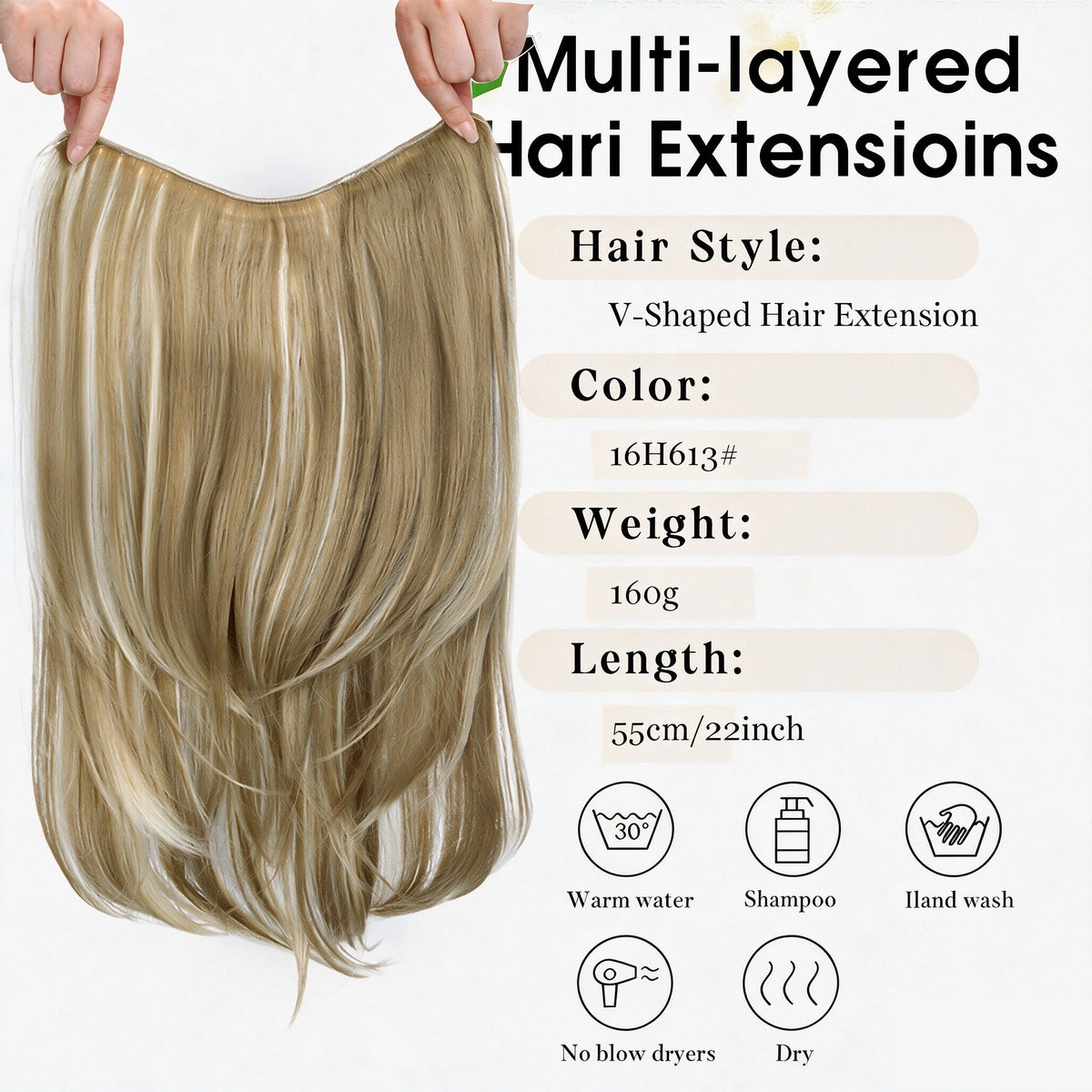 22 Inch Seamless U-Shape Curly Hair Extensions