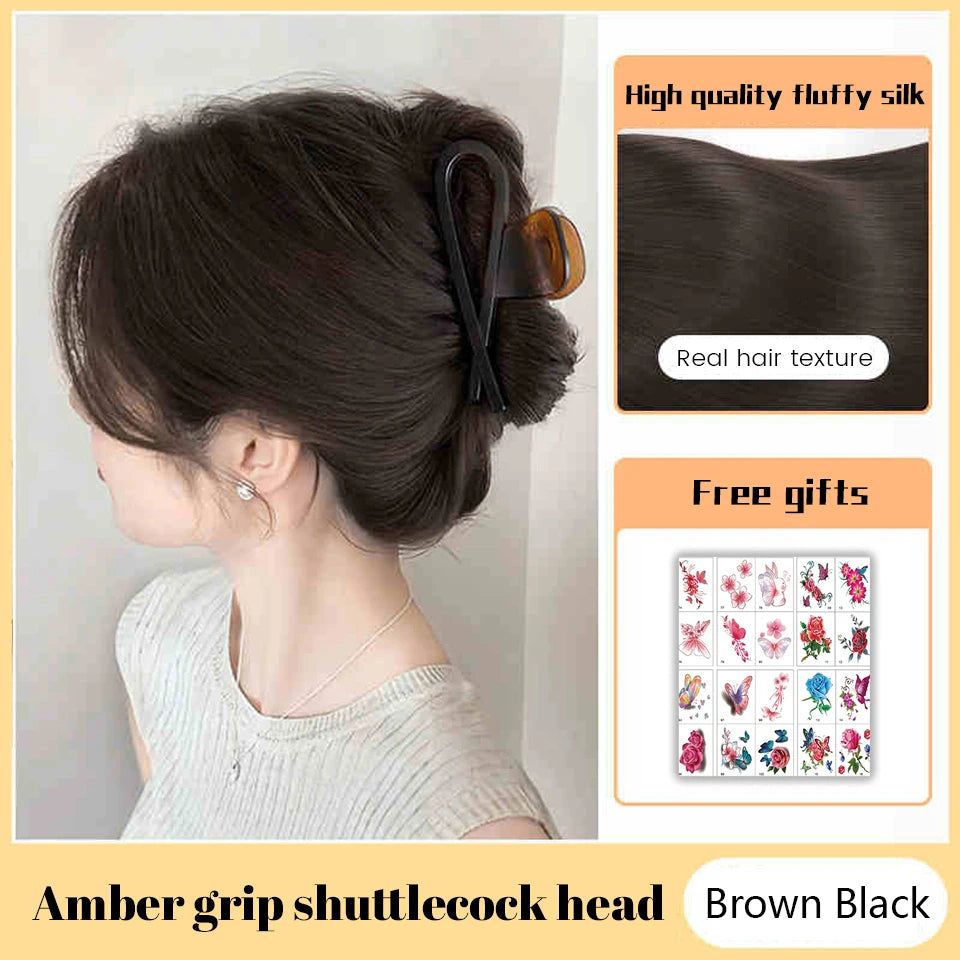 Synthetic Flower Bud Hair Bun Extension with Claw Clip