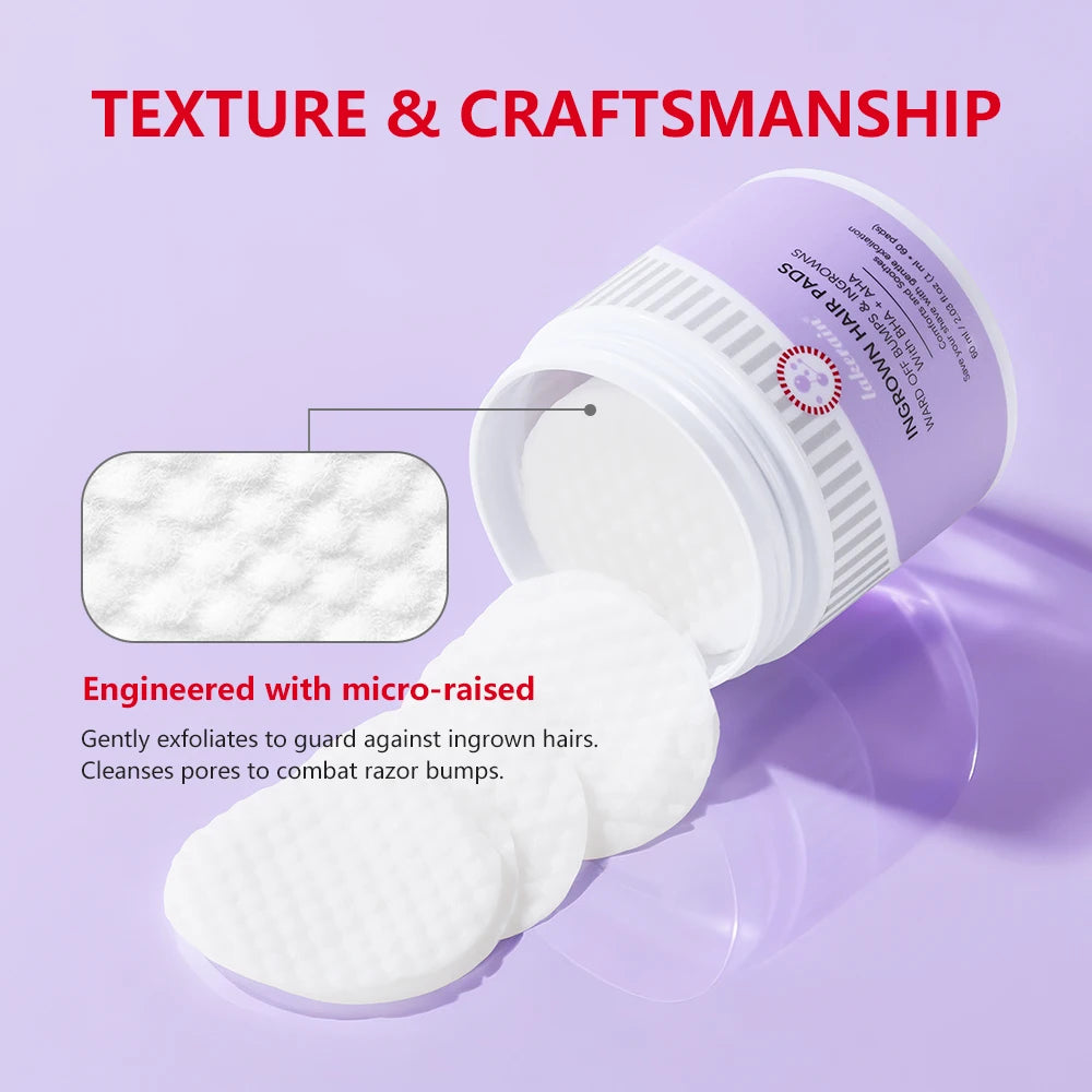 Exfoliating Ingrown Hair Treatment Pads for Razor Bumps and Irritation - 5