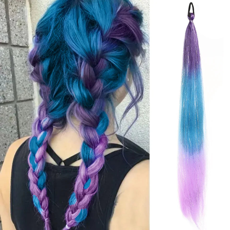 26 Inch Gradient Straight Braided Ponytail Extension - 1