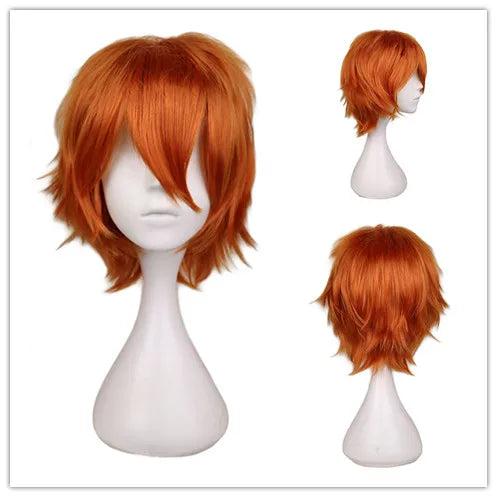 Short Orange Cosplay Wig for Halloween Costumes - 5