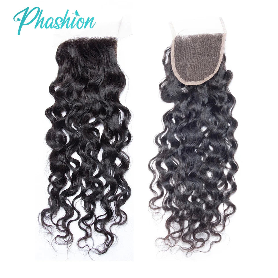 Water Wave Brazilian Human Hair Lace Frontal and Closure