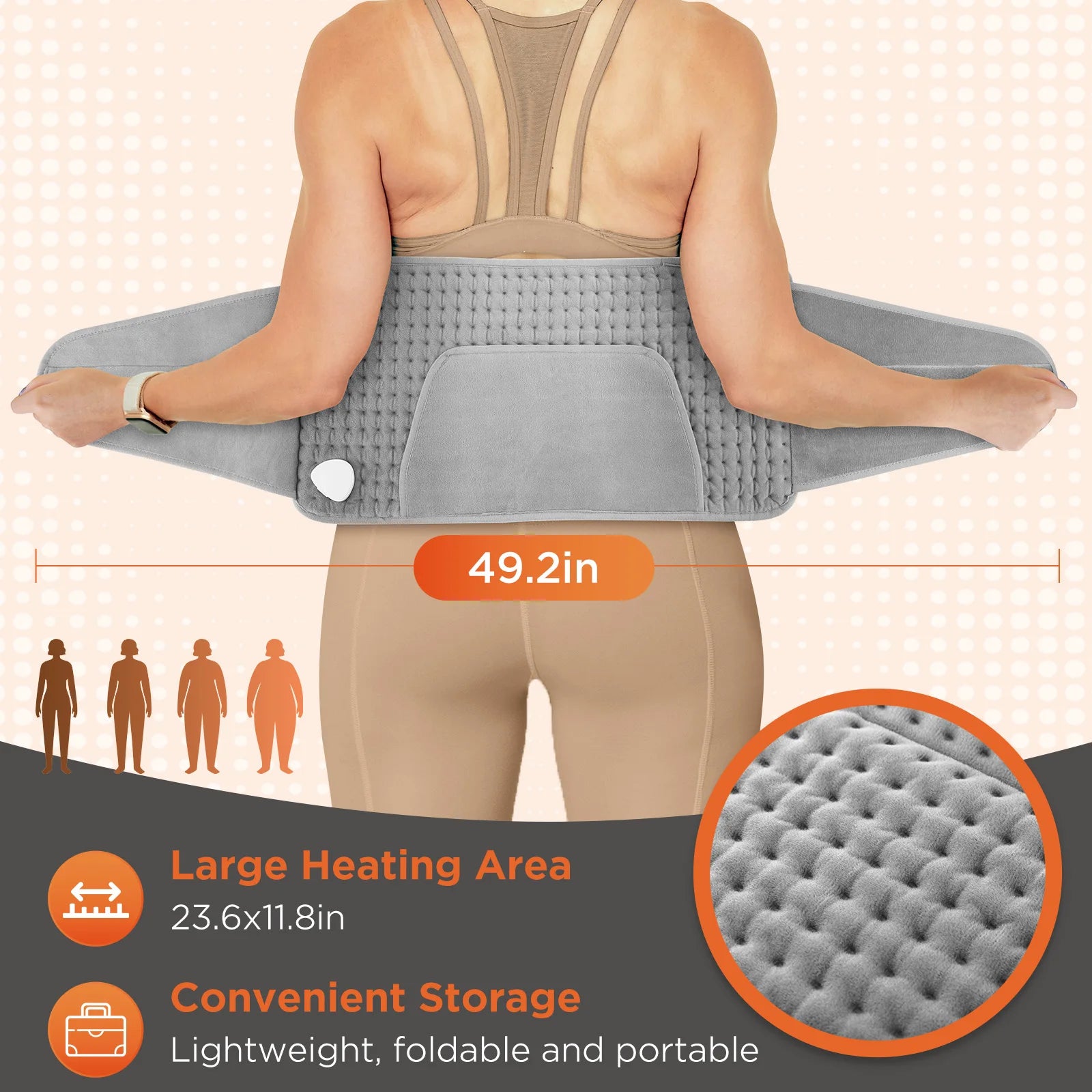 Electric Heated Waist Wrap with Hand Pockets and Adjustable Settings - 13