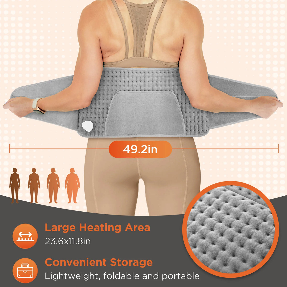 Electric Heated Waist Wrap with Hand Pockets and Adjustable Settings