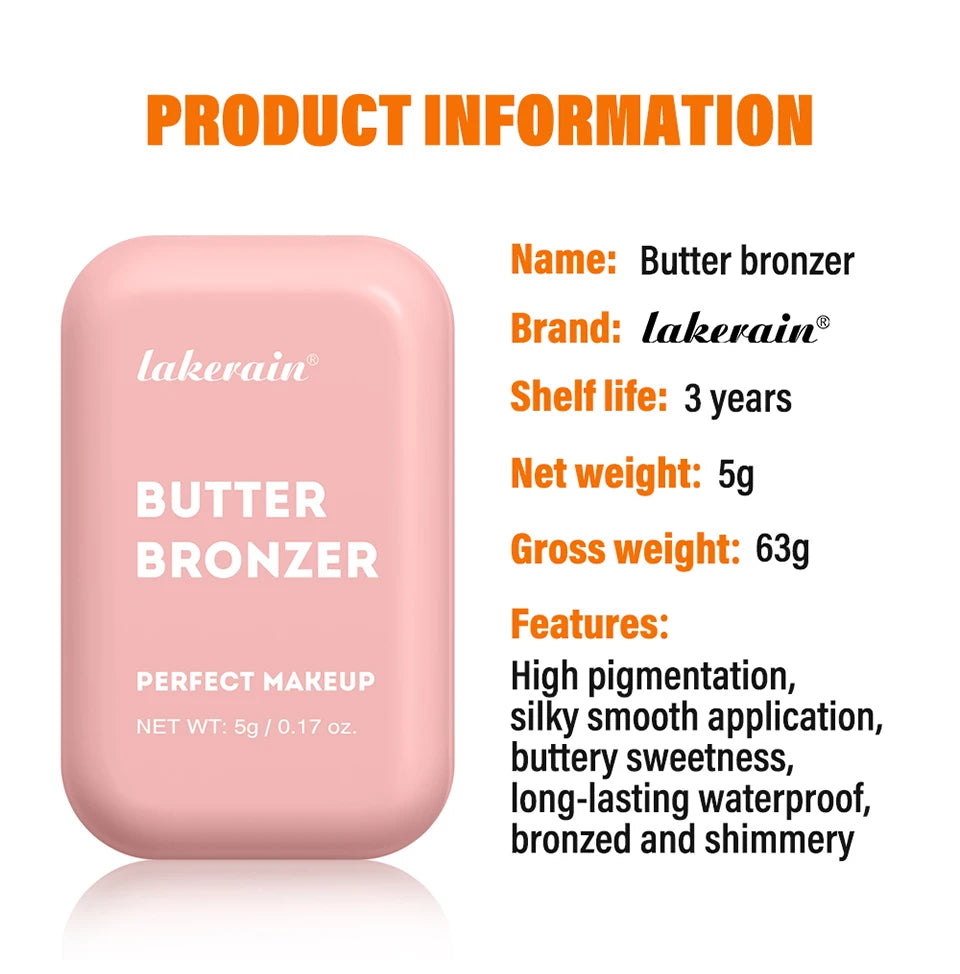 Soft Matte Butter Bronzer Powder for Sculpted and Natural Face Contouring
