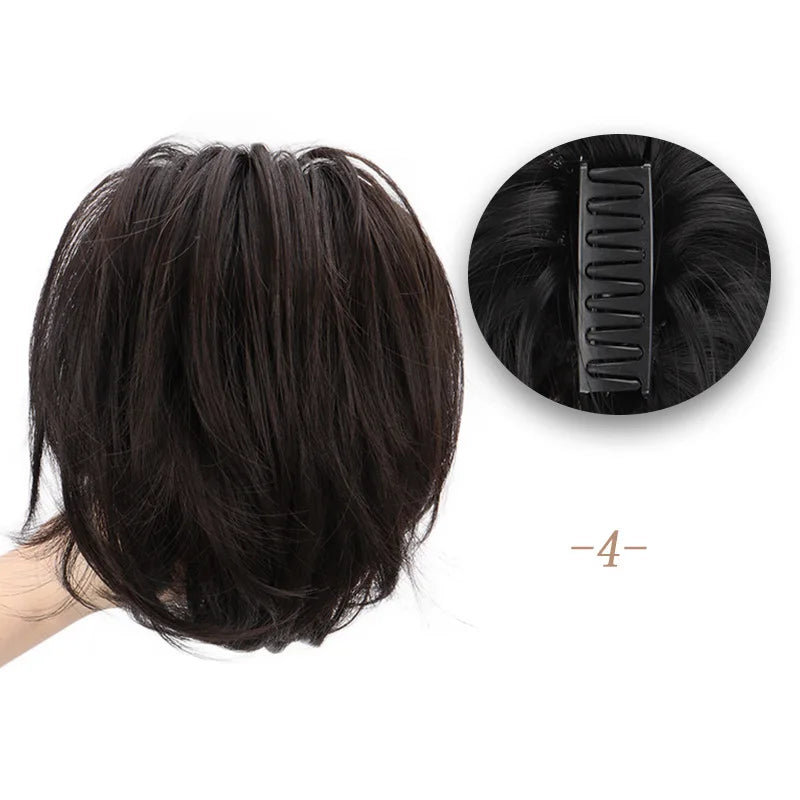 Short Layered Straight Claw Clip Ponytail Extension for Women - 15