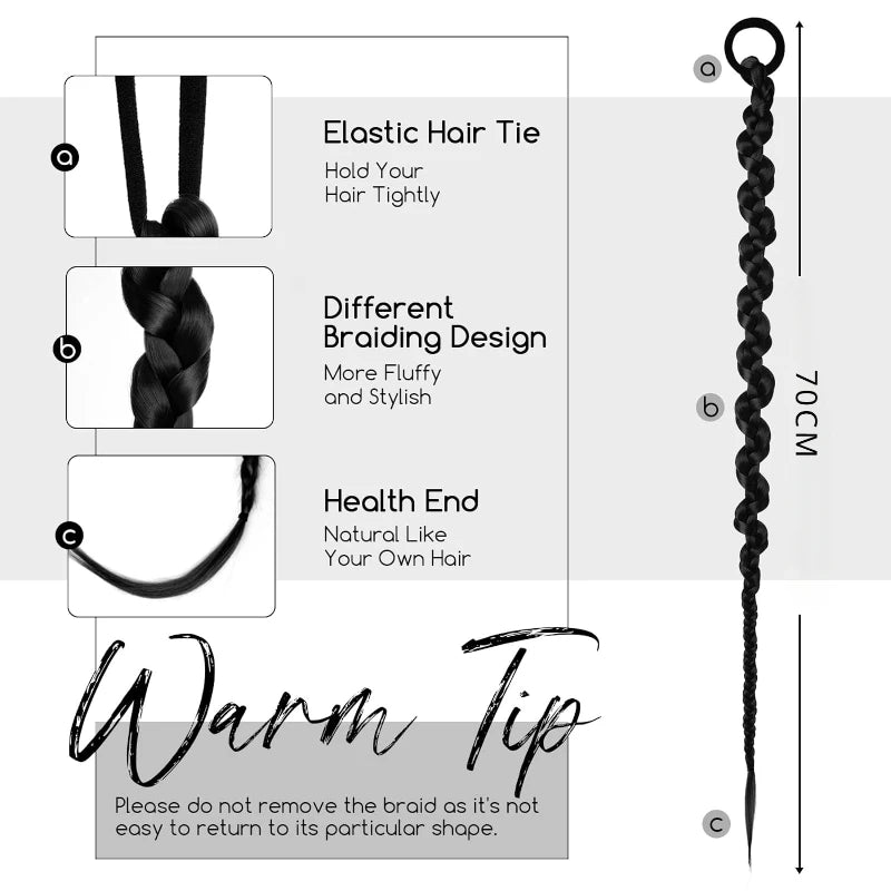 Synthetic Braided Ponytail Extension Set for Trendy Hairstyles - 5