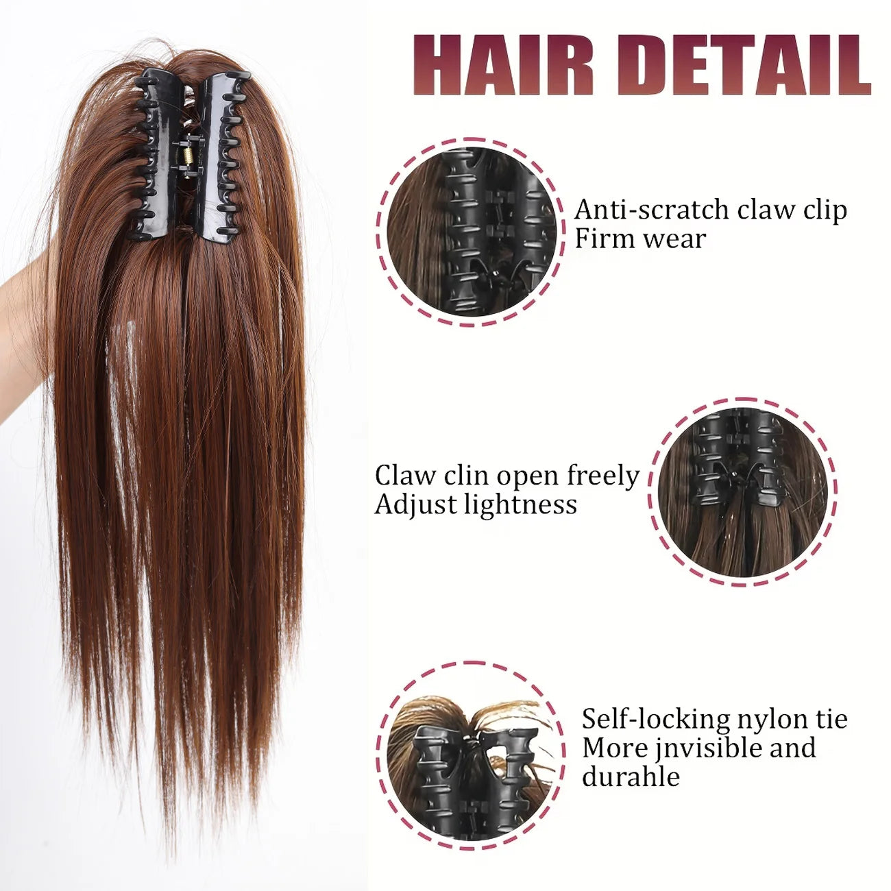 16-Inch Straight Claw Clip Ponytail Hair Extension - 8