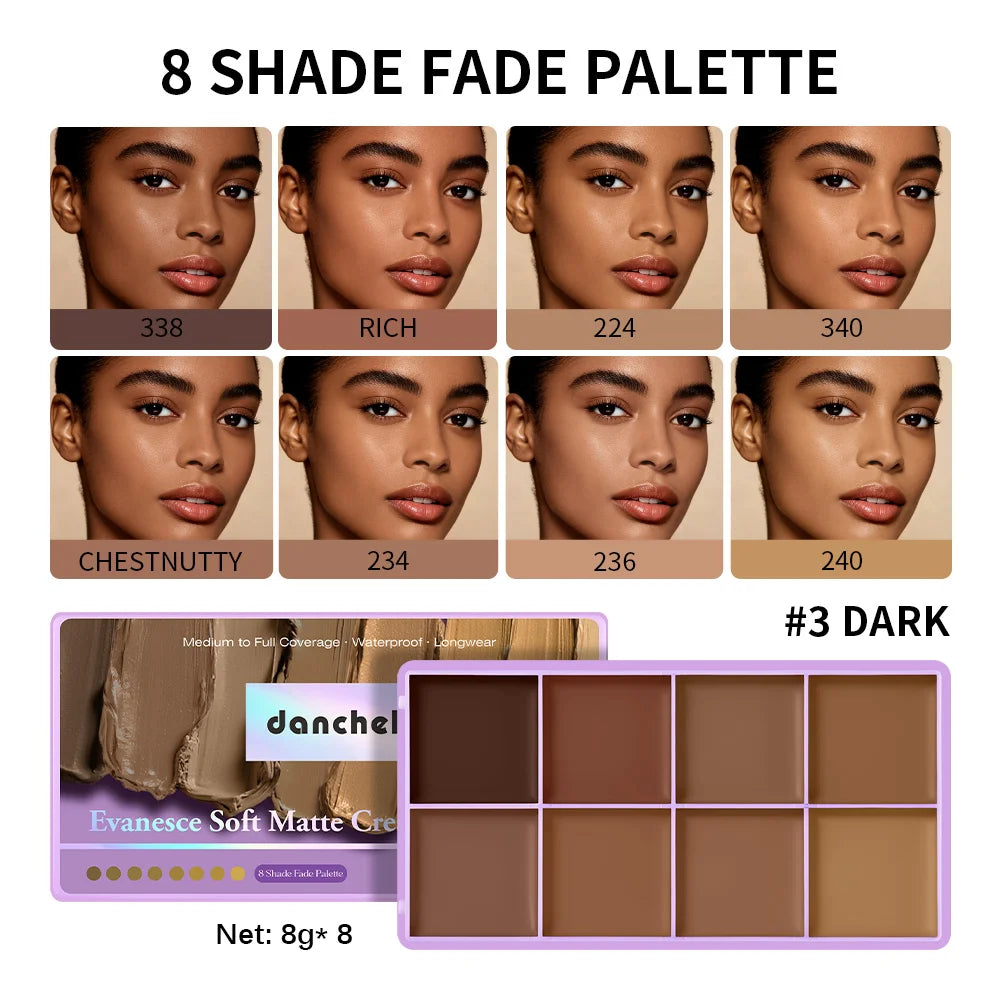 8-Shade Cream Concealer Palette for Full Coverage Face Contouring