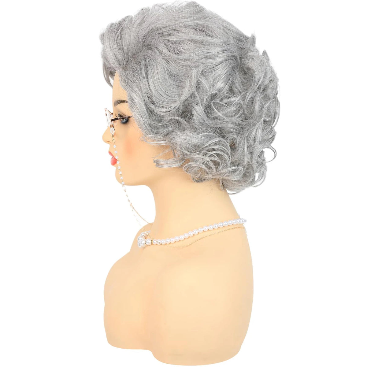 Short Curly Granny Wig Costume Set for Halloween and Cosplay Parties