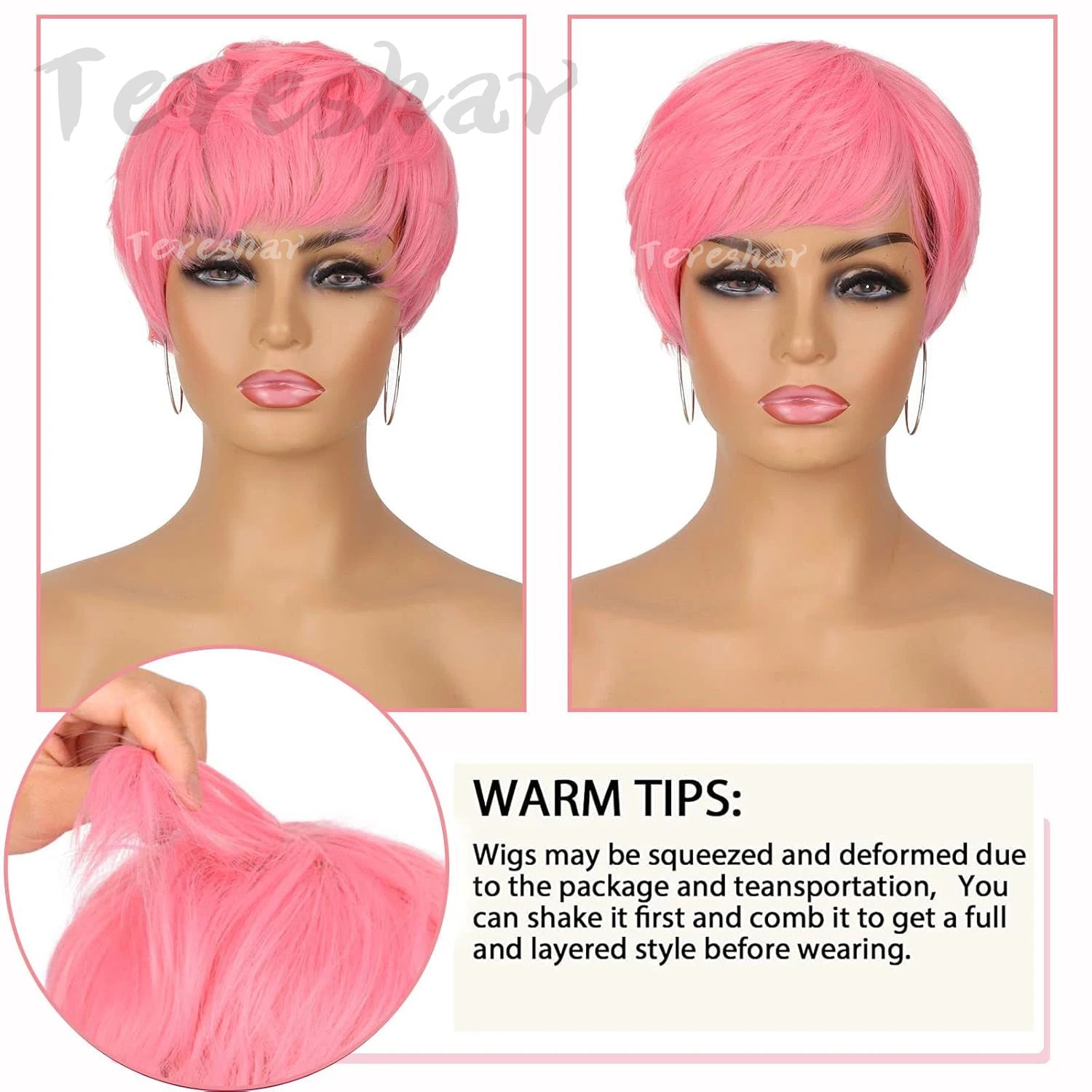 Short Pixie Cut Layered Wig with Bangs for Women Daily Styling - 3