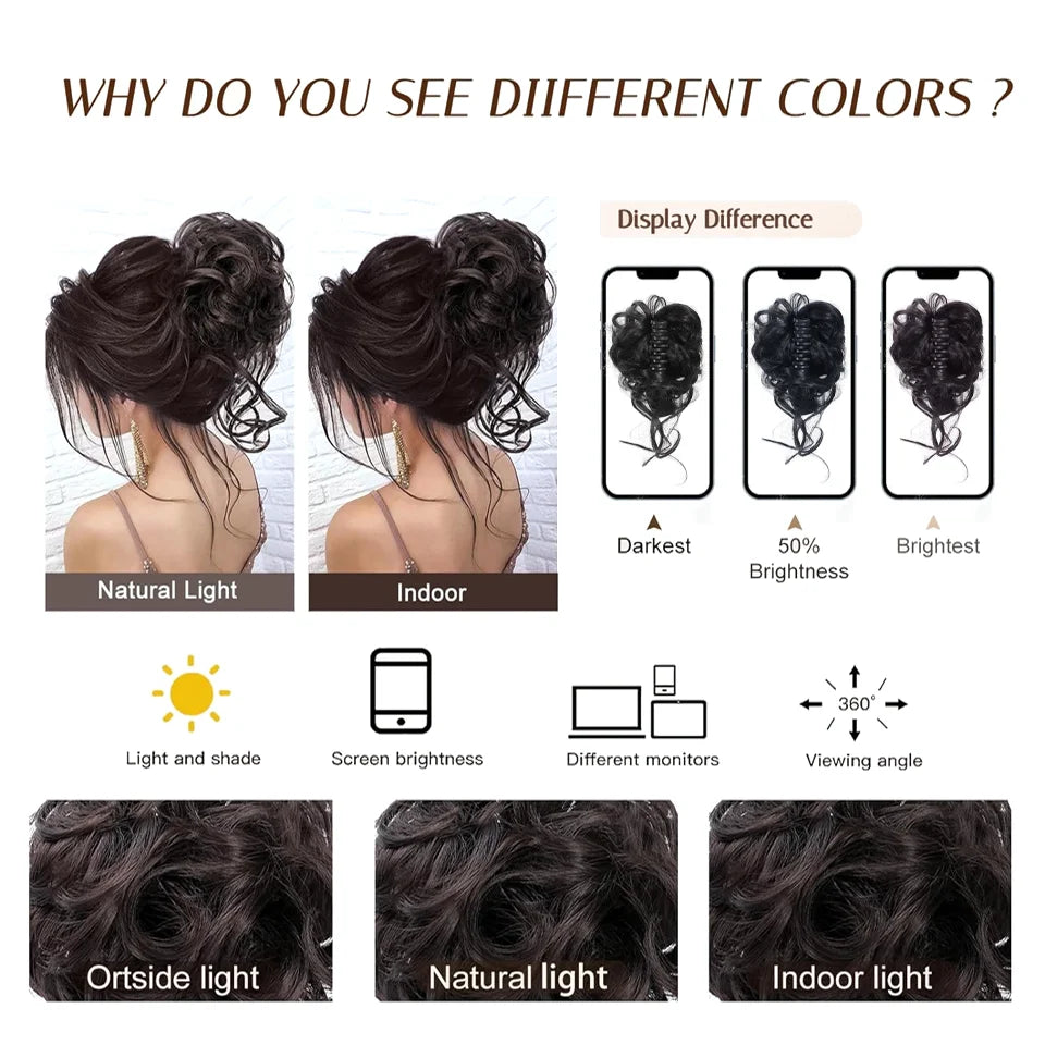 Messy Curly Hair Bun Claw Clip Extension for Instant Voluminous Updo - 6
