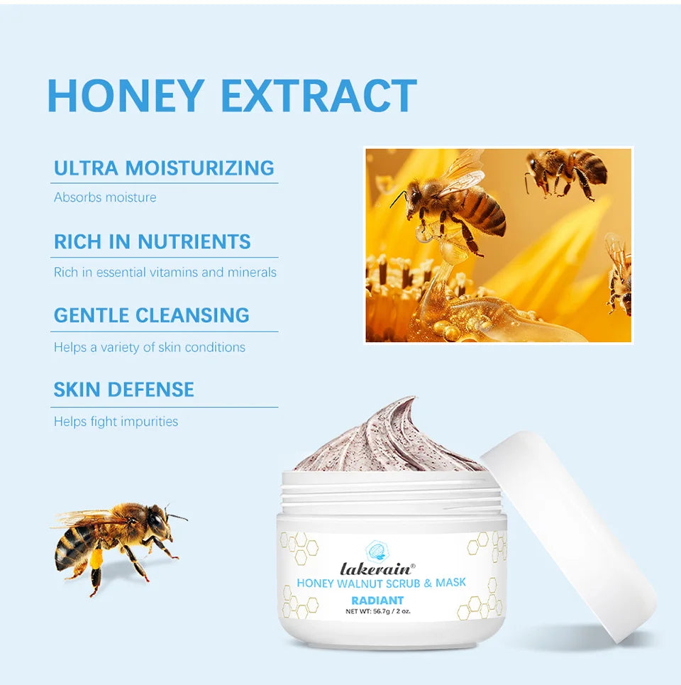 Honey Walnut Facial Exfoliating Scrub and Moisturizing Face Mask