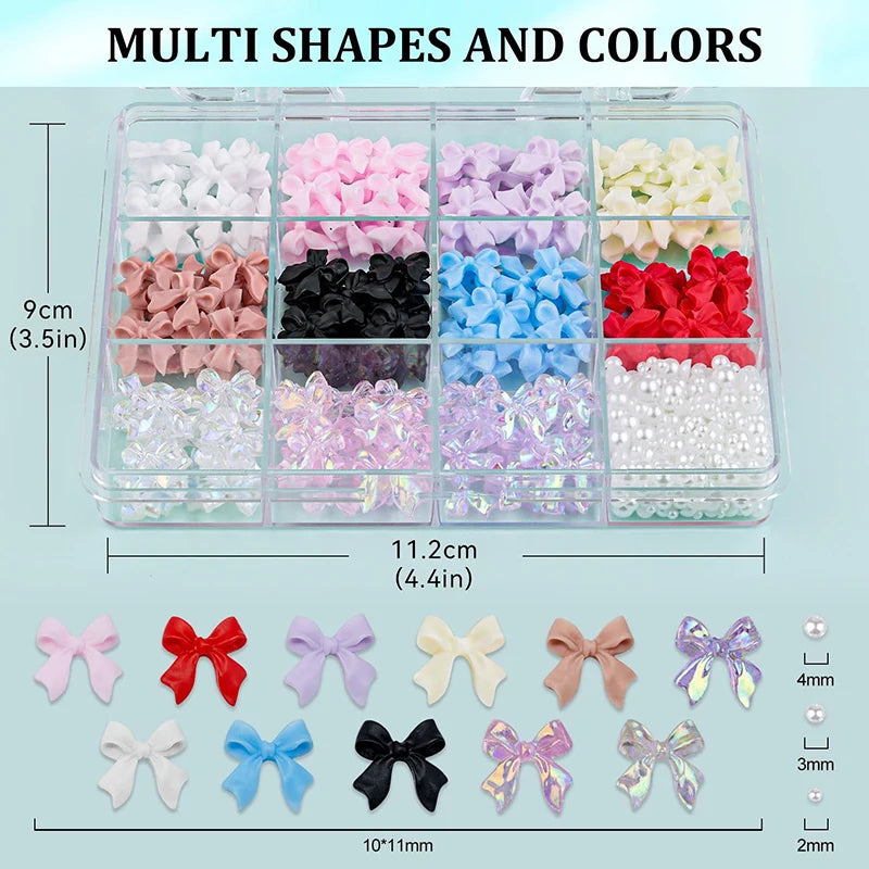 3D Mixed Bowknot and Flower Nail Art Decoration Charms Set