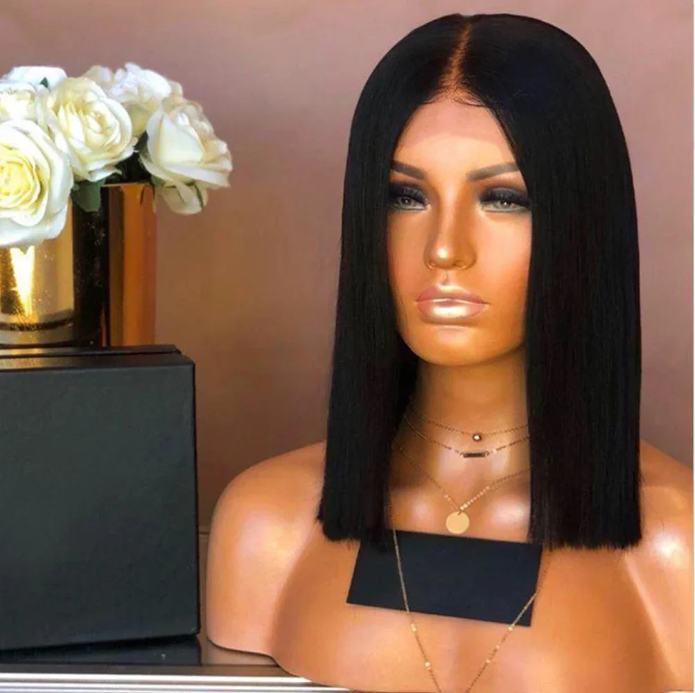 Short Straight Black Bob Wig for Daily Wear and Parties - 4