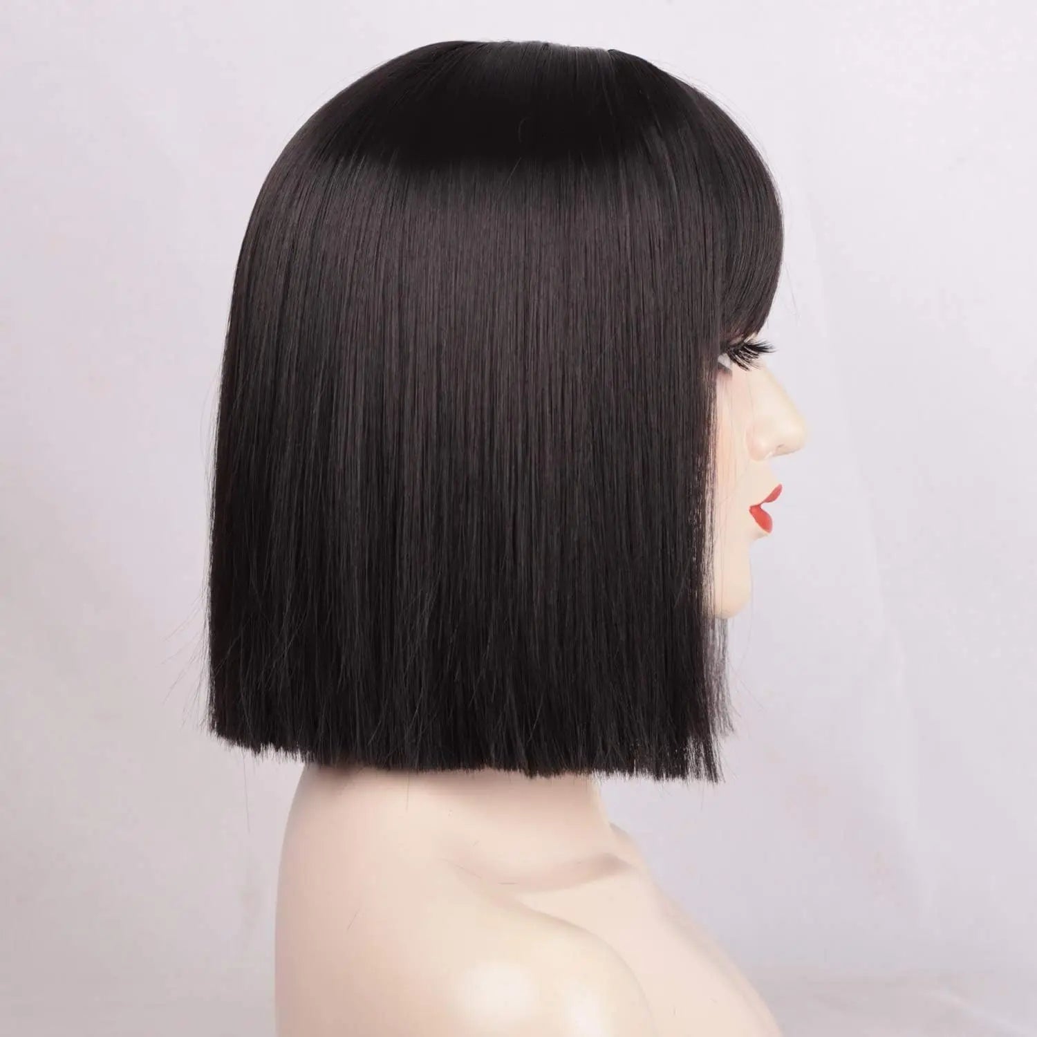 Short Straight Bob Wig with Bangs for Women Daily and Cosplay Wear - 4