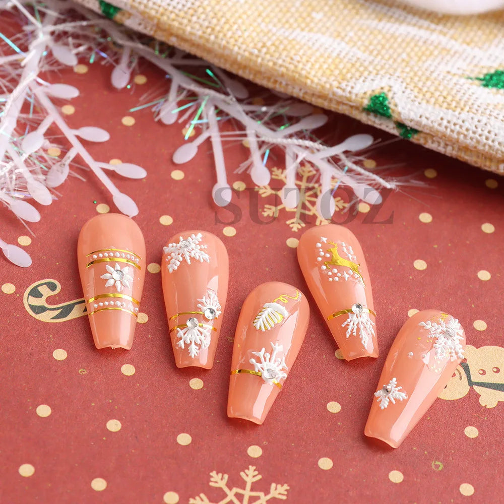 5D Embossed Christmas Nail Art Stickers for Winter Holiday Manicures - 12