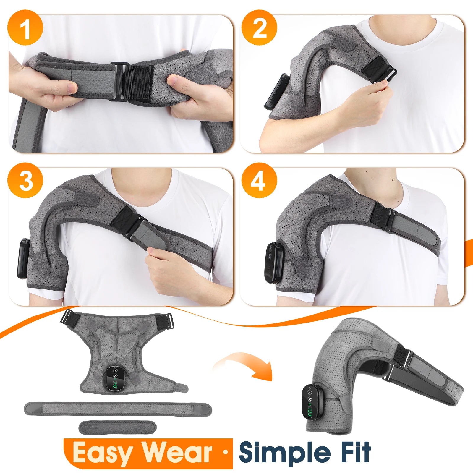 Cordless Heated Shoulder Massage Wrap with Vibration for Pain Relief - 14
