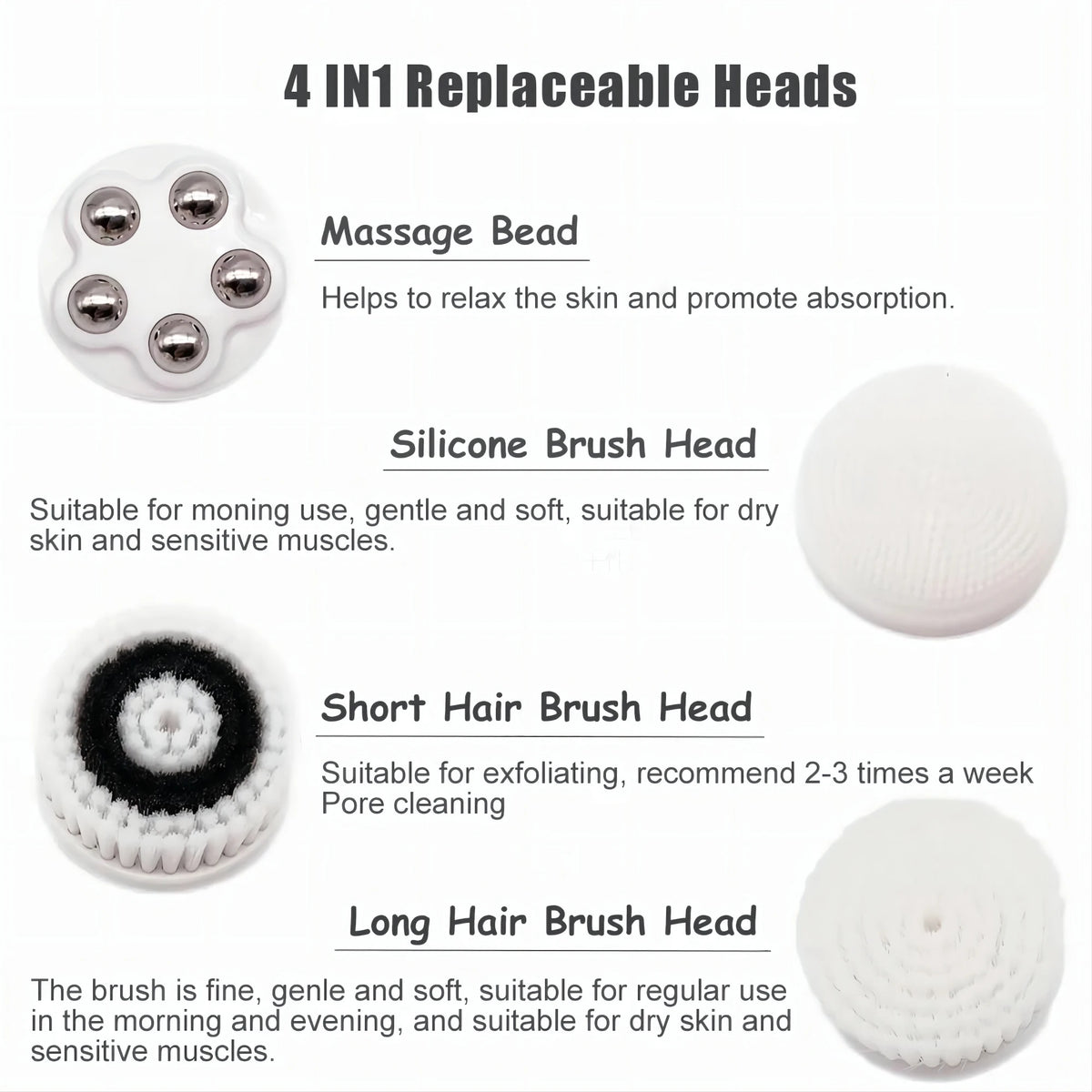 4-in-1 Electric Rotating Facial Cleansing Brush for Deep Pore Exfoliation