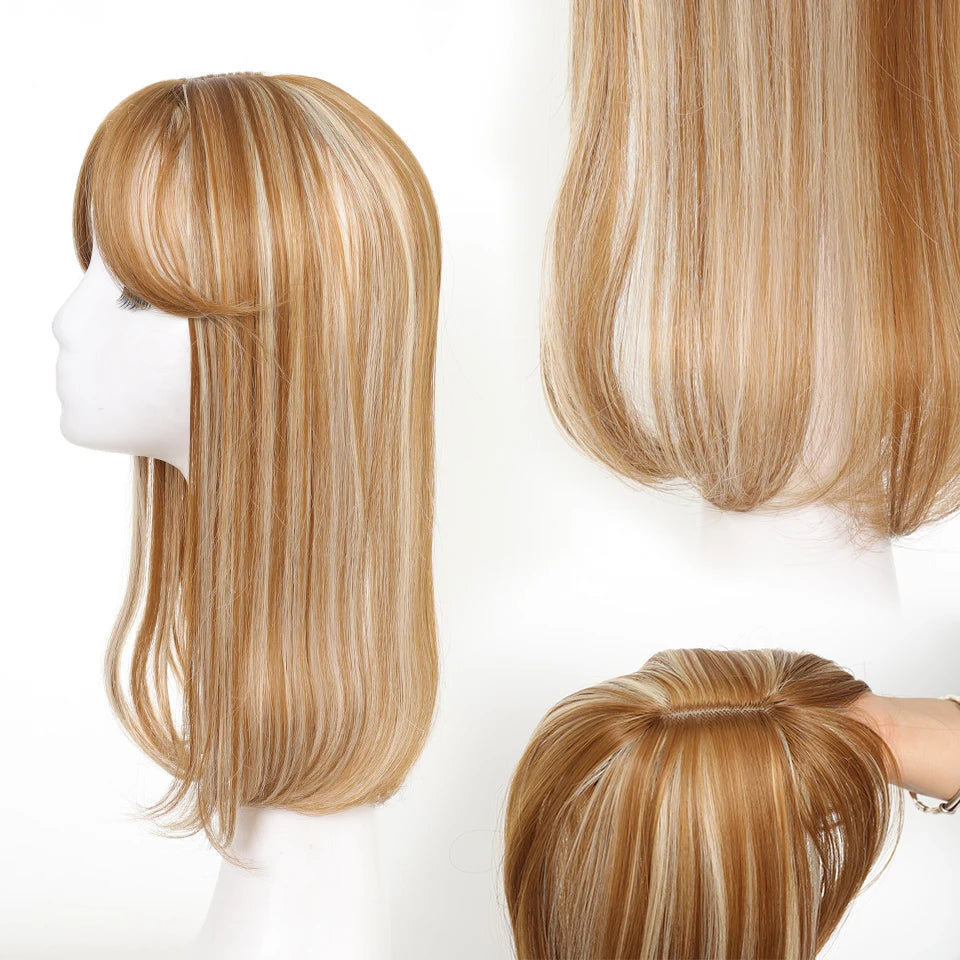 Clip-In Hair Topper with Bangs for Natural Volume and Root Coverage