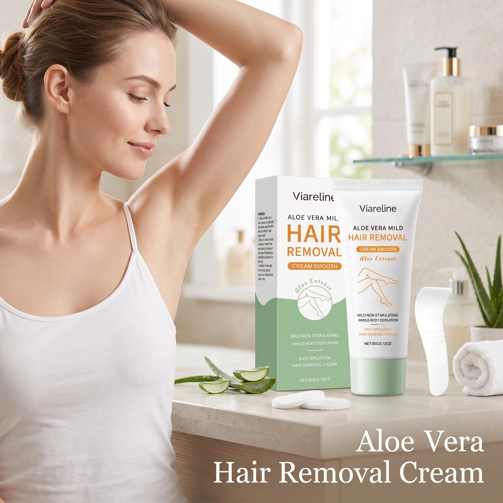 Aloe Vera Painless Hair Removal Cream for Smooth Whole Body Skin - 5