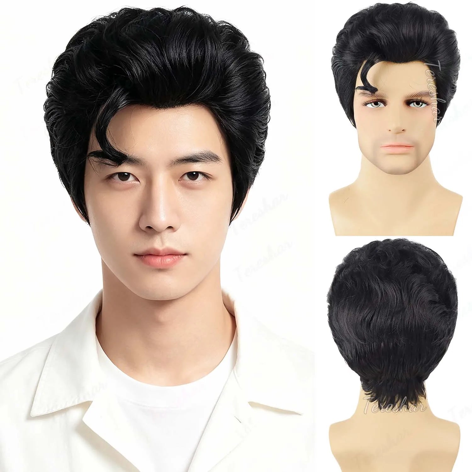 Short Black Rock Star Costume Wig for Men’s Cosplay and Disco Parties - 1