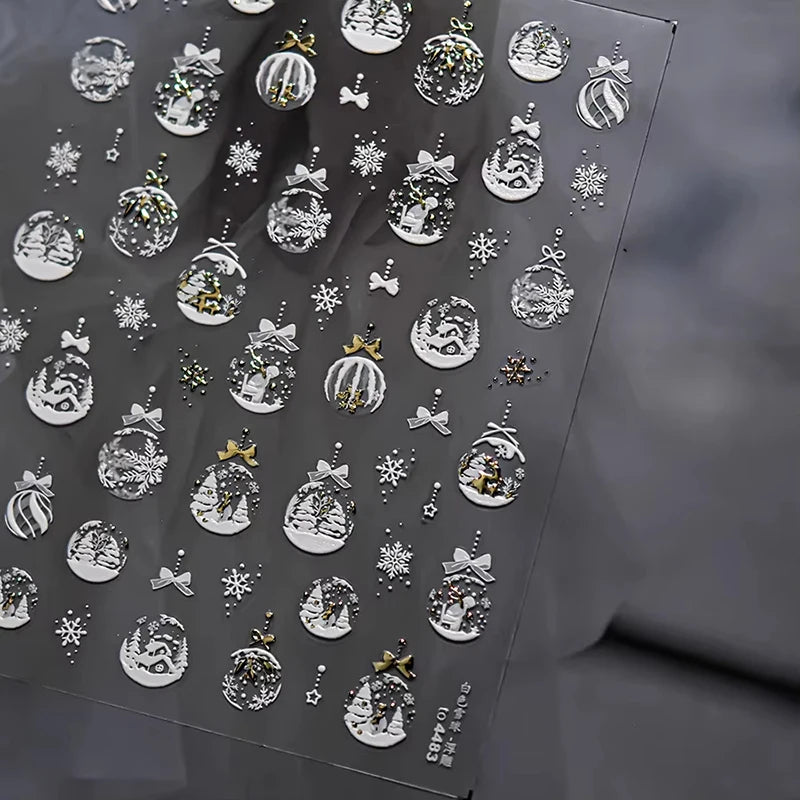 Festive 3D Christmas Nail Art Stickers for Holiday Manicure Decorations - 70