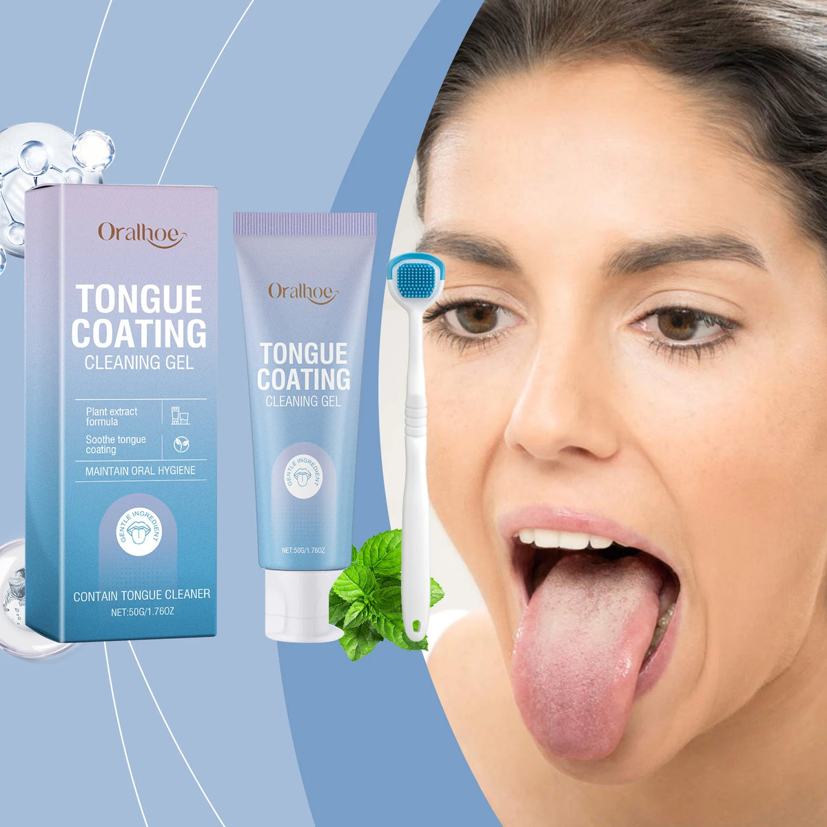 Tongue Cleaning Gel and Scraper Kit for Bad Breath and Oral Hygiene