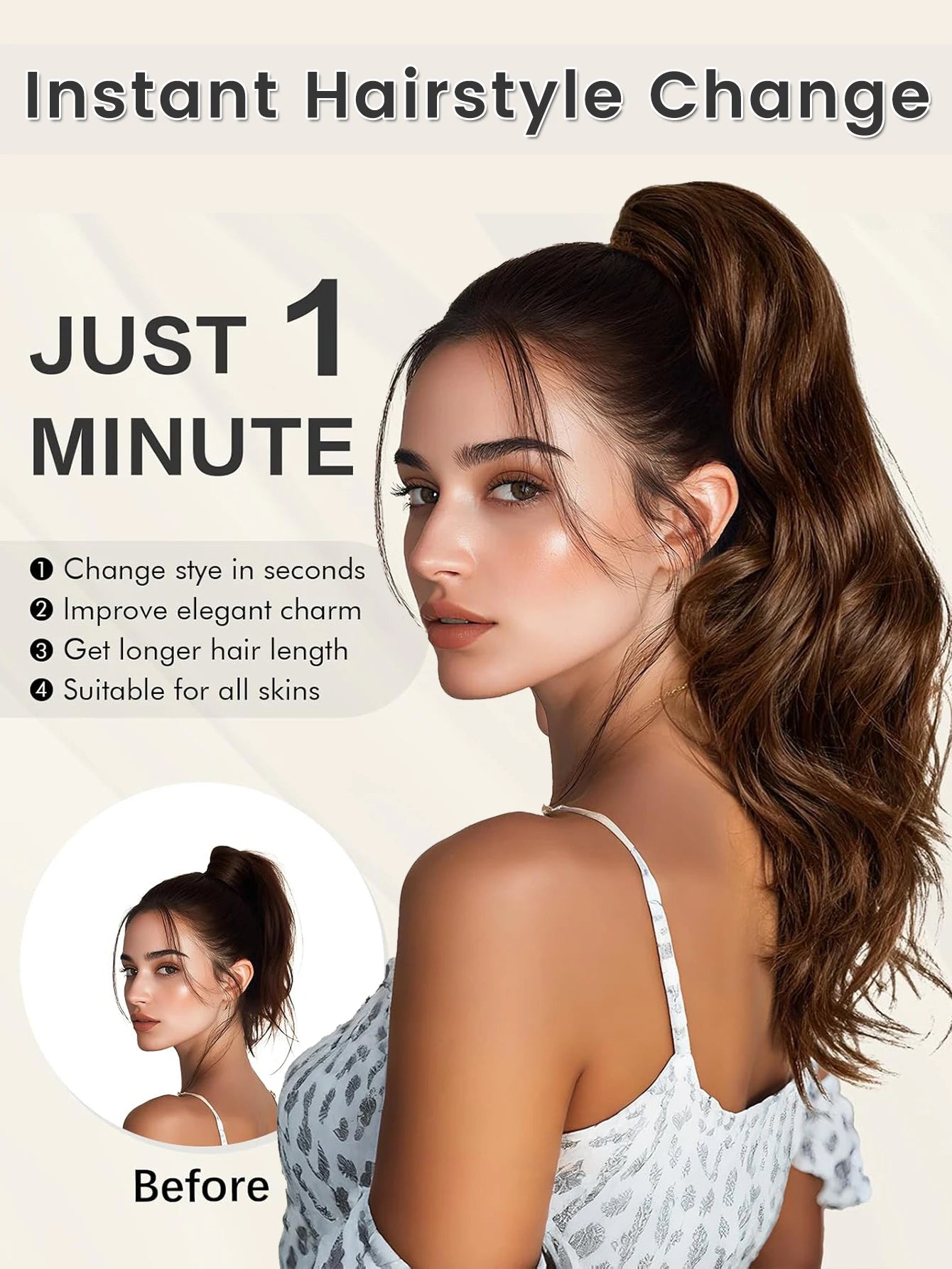Wavy Curly Claw Clip Ponytail Hair Extension - 2