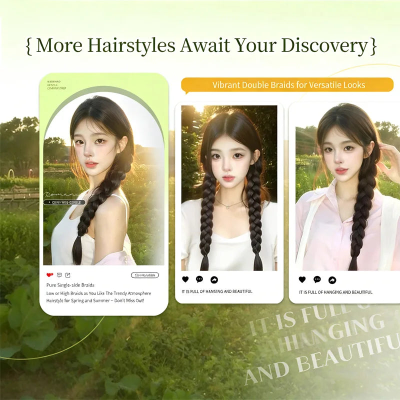 18-Inch Braided Pigtail Hair Extensions for Daily Wear - 3