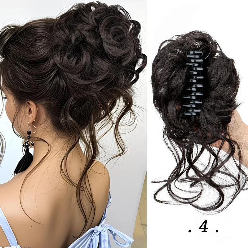 Elastic Curly Hair Bun Extension for Instant Volume and Updo Hairstyles - 21