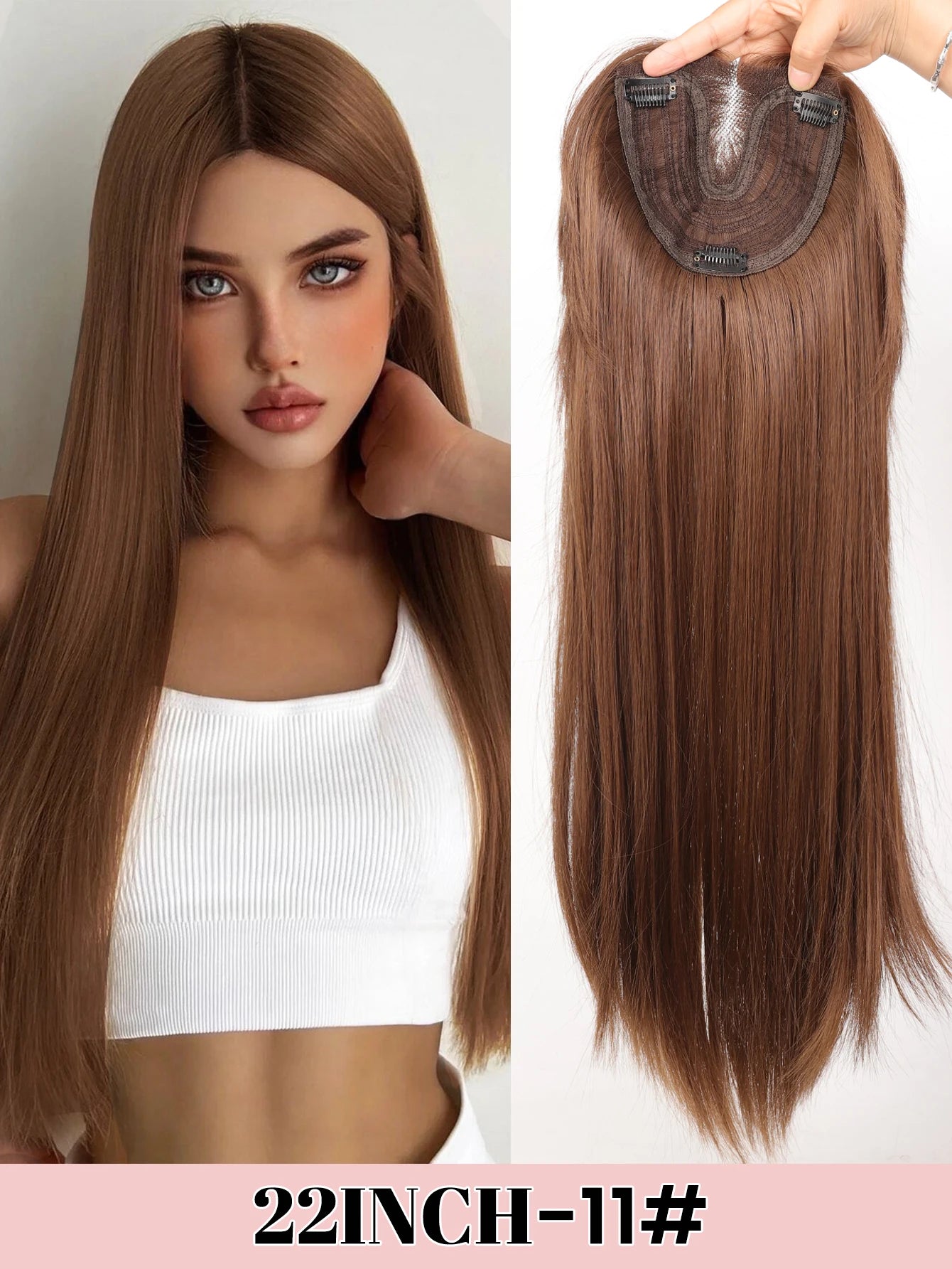 Clip-In Hair Topper with Bangs for Volume and Hair Coverage - 20