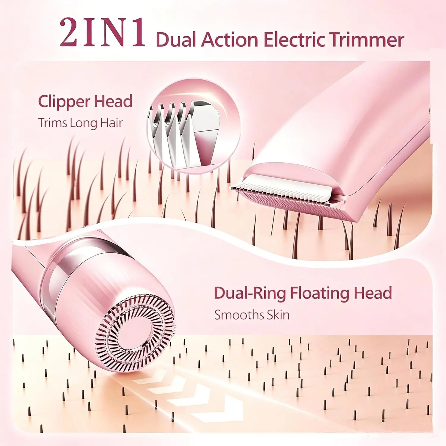 Waterproof Dual Head Electric Hair Remover for Bikini and Body Grooming - 3