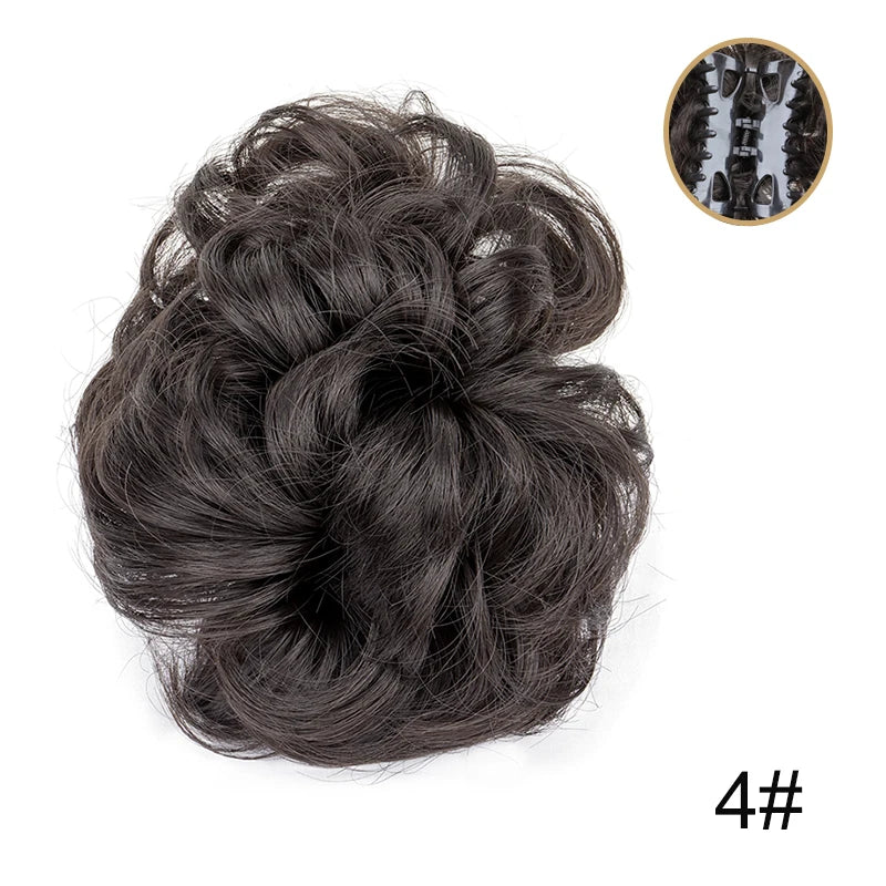 Messy Curly Claw Clip Bun Hair Extension for Women
