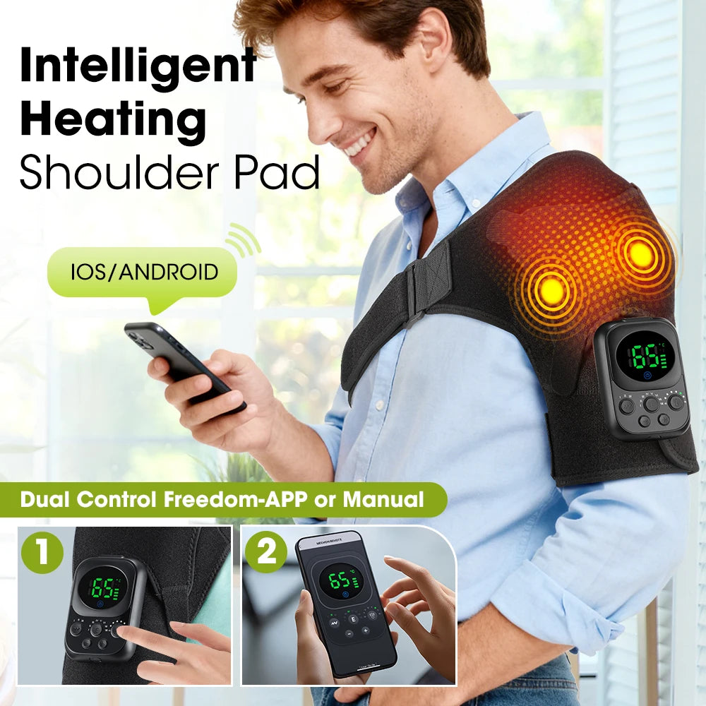 Cordless Heated Shoulder Massage Brace with App Control and Vibration