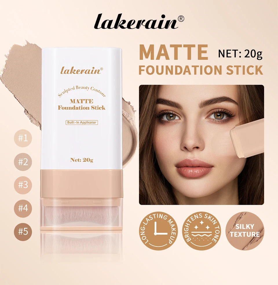 Matte Foundation Stick with Built-in Brush for Flawless Coverage - 7