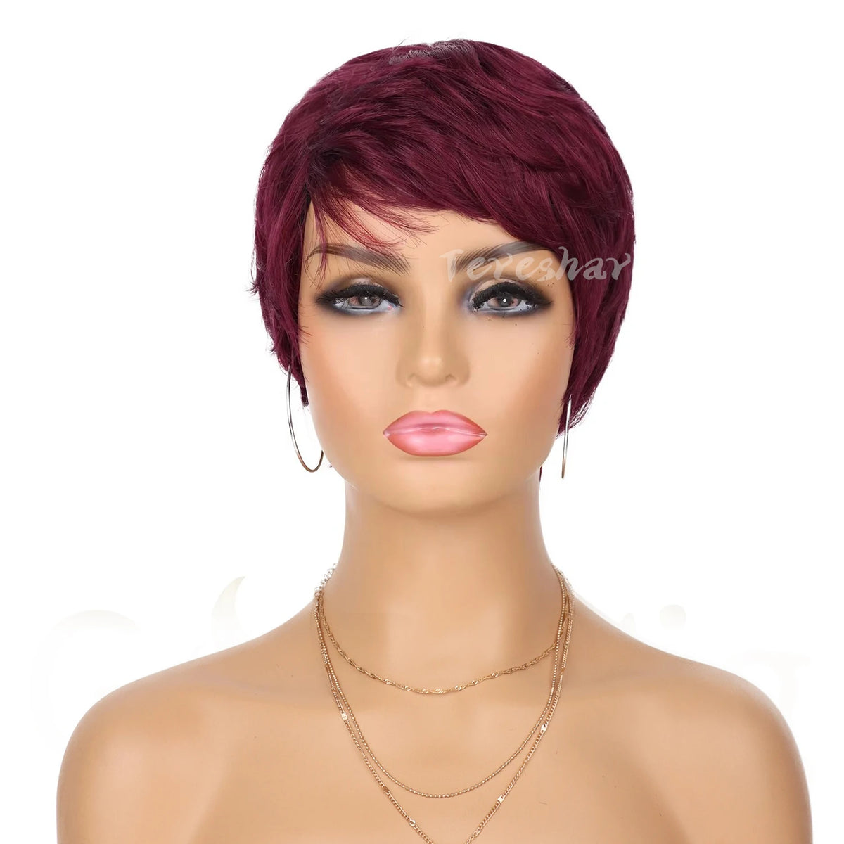 Short Layered Pixie Cut Wavy Synthetic Wig for Daily Wear