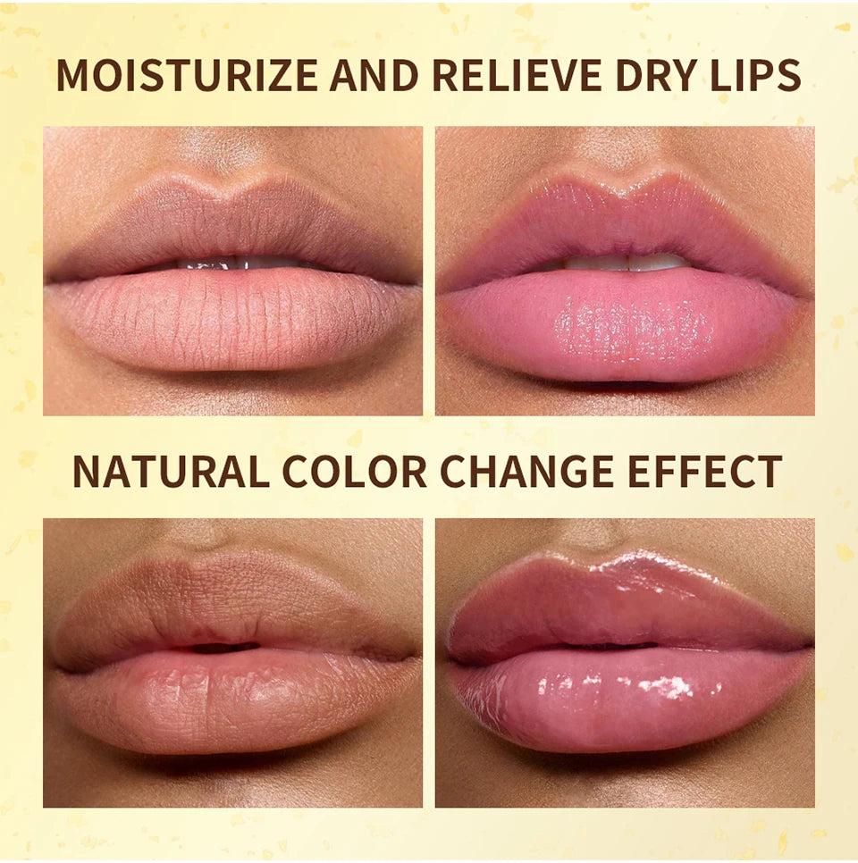 Color Changing Gold Flake Lip Balm for Hydration and Natural Pink Tint - 12