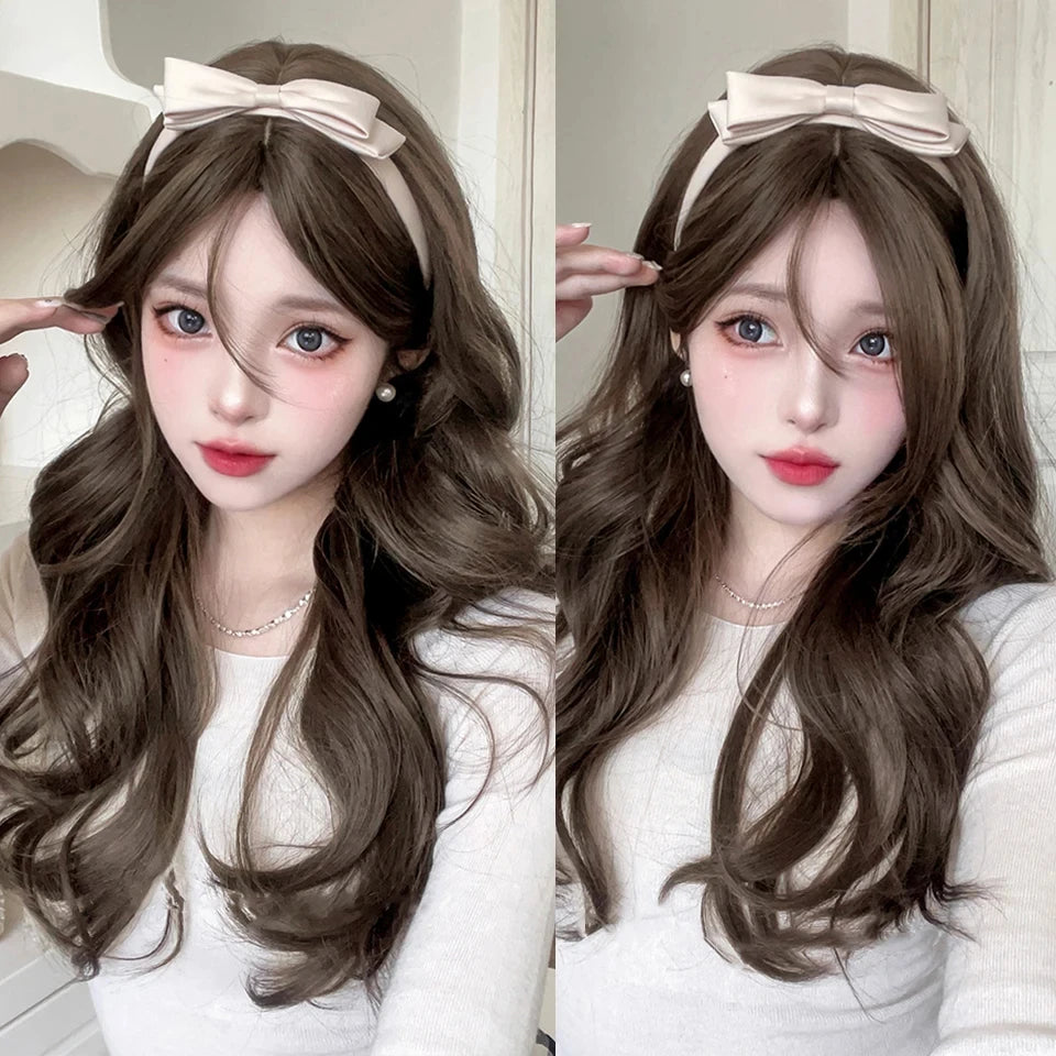 Long Straight Synthetic Wig with Bangs for Cosplay and Parties