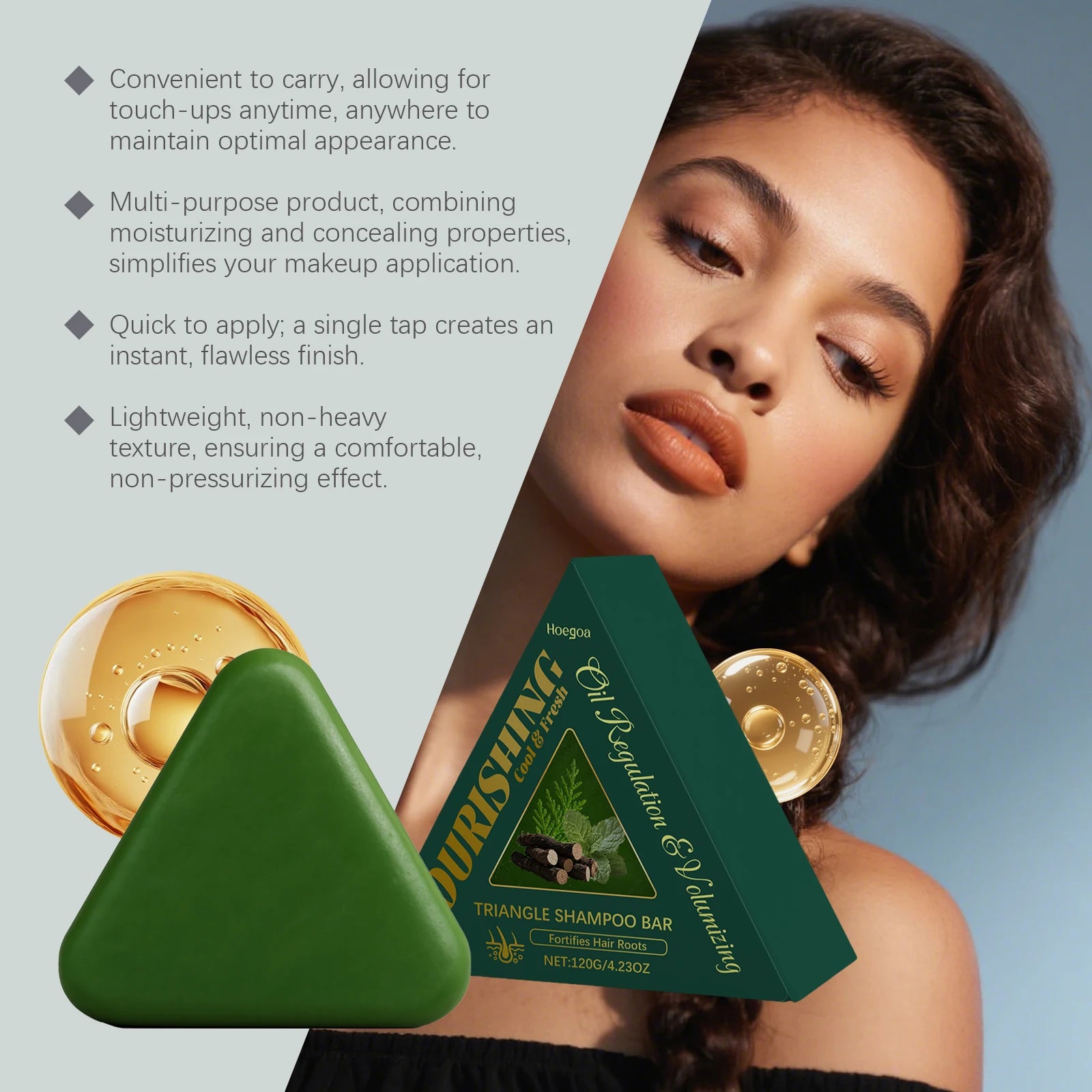 Herbal Triangle Shampoo Bar for Hair Growth and Deep Scalp Cleansing - 12