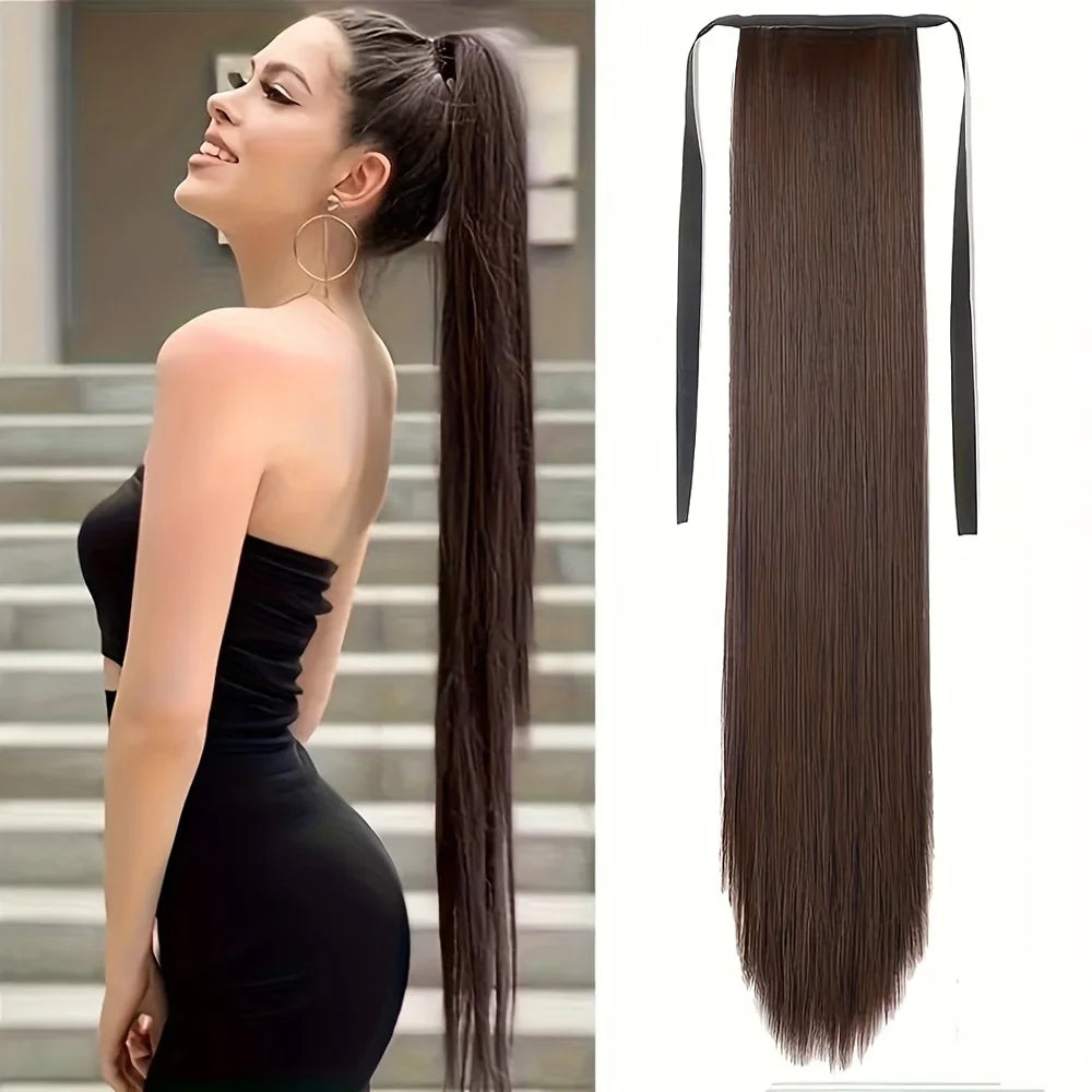 Long Straight Wrap Around Ponytail Hair Extension for Instant Volume - 11